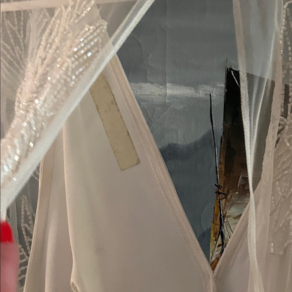 ASOS Beaded Wedding Dress | Kimono Sleeves | Boho Bridal Gown | size S-M (long) - Picture 15 of 16